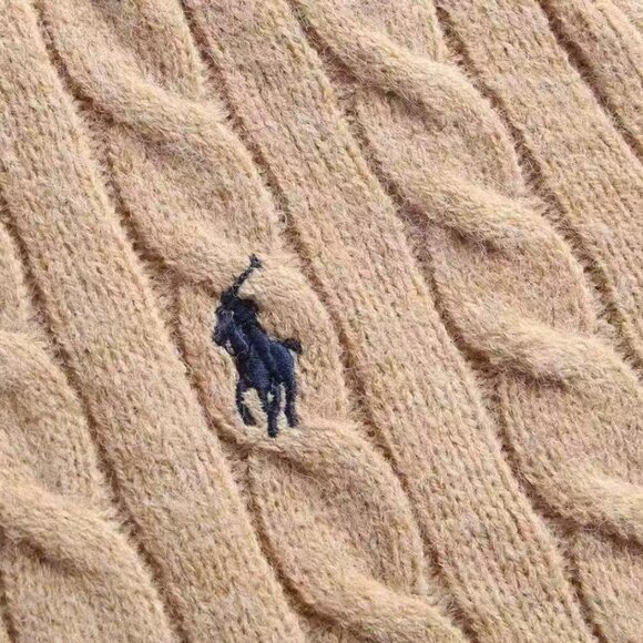 Polo by Ralph Embroidered cable knit collar women's wool sweater - Picture 6 of 7